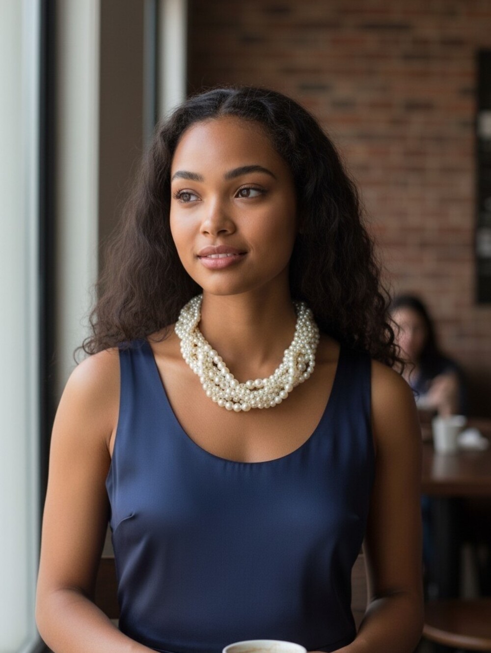 New Elegant Silvertone Floating Faux Pearl Multistrand Collar Necklace 16"